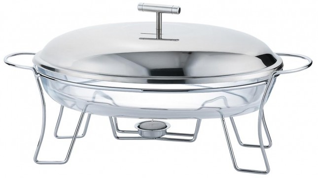 RECHAUD OVAL 2,4L EM VIDRO COM TAMPA INOX