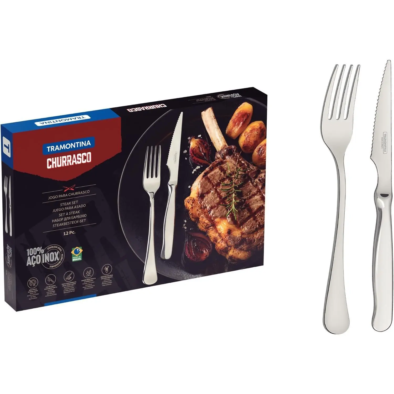 JG.ACO INOX P/CHURRASC.12PC.ZURIQUE