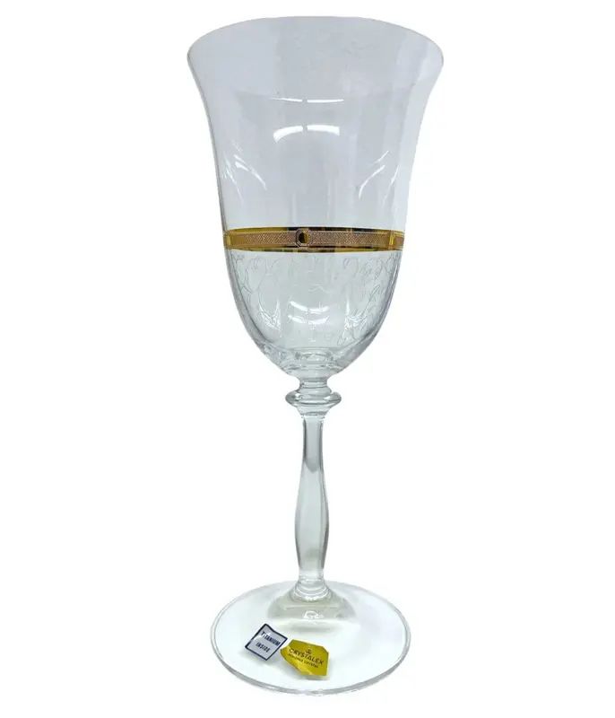 JOGO DE 6 TACAS PARA AGUA ANGELA DECORADA EM CRIST