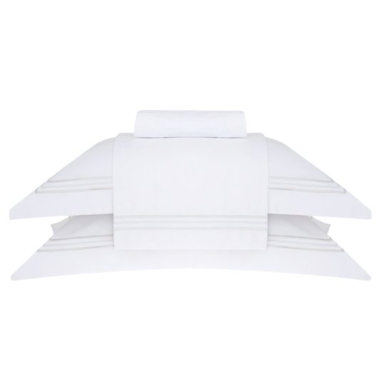 JOGO DE CAMA QUEEN TRENTO COR BRANCO C/BORD.PEROLA