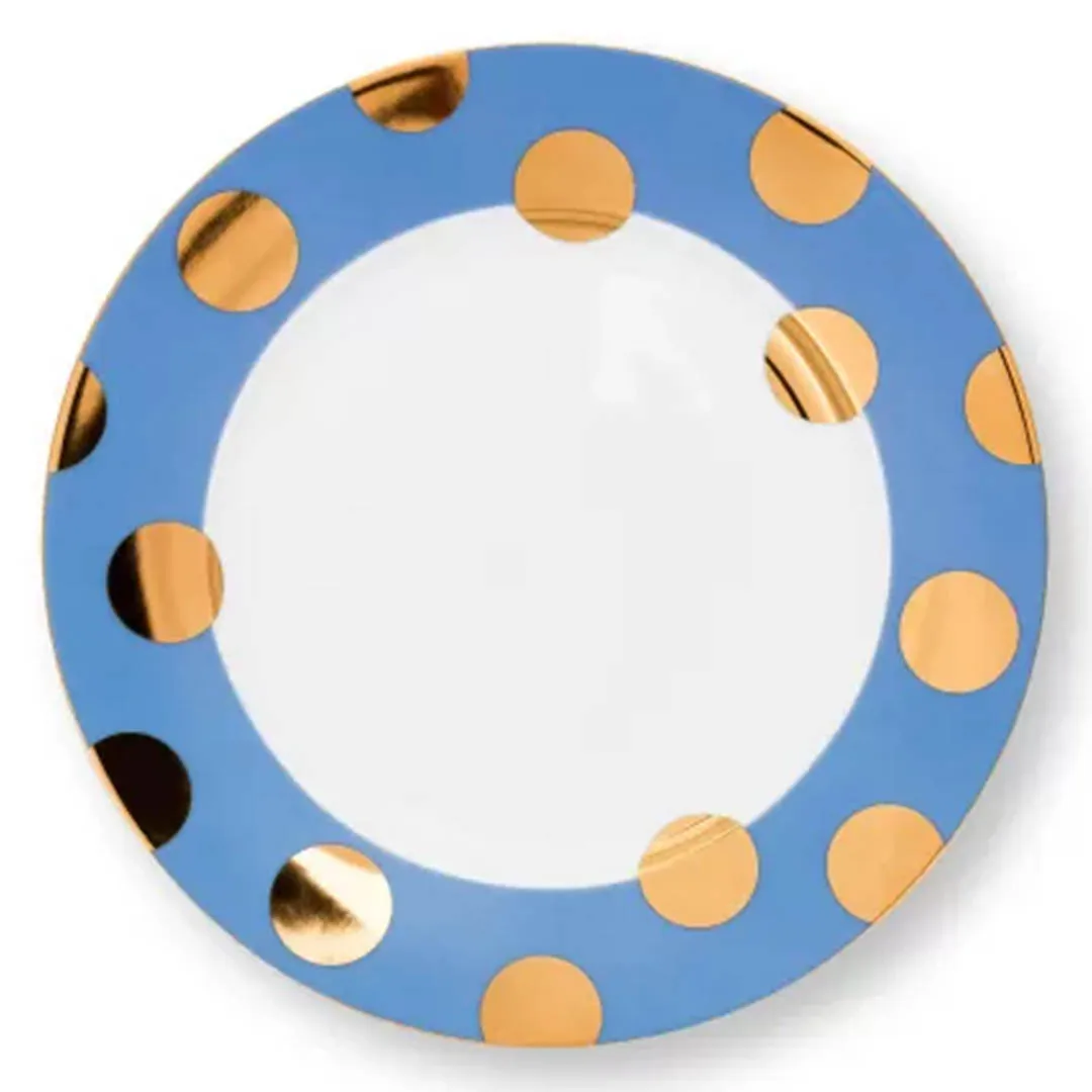 SET 2 PRATOS SOBREMESA DOT DELIGHT AZUL CLARO