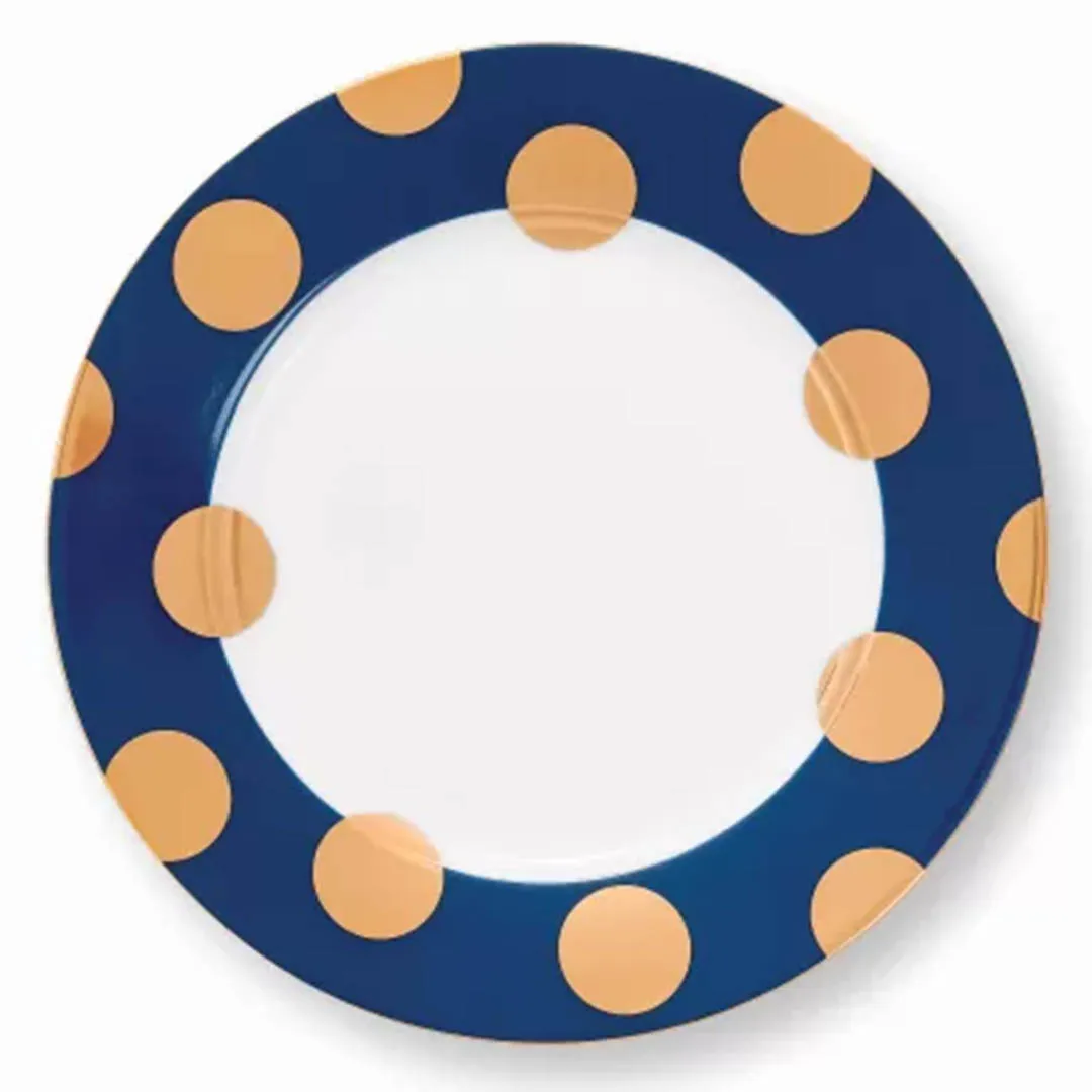 SET 2 PRATOS SOBREMESA DOT DELIGHT AZUL MARINHO