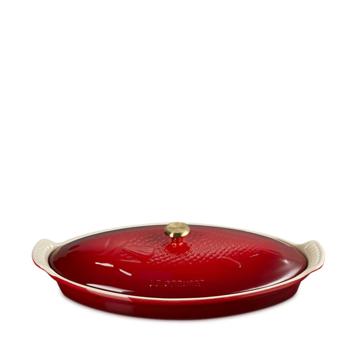 TRAVESSA P PEIXE C/TAMPA 34CM HERITAGE VERMELHO