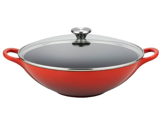 WOK 32CM COM TAMPA DE VIDRO SIGNATURE VERMELHO