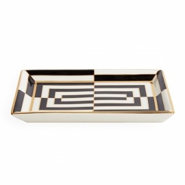 BANDEJA RETANGULAR OP ART PRETO/BRANCO
