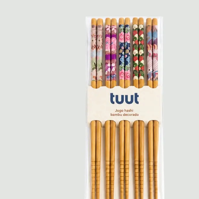 JOGO HASHI BAMBU DECORADO